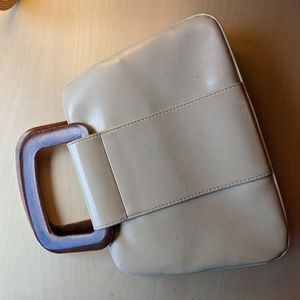 Vintage handbag with marbled plastic handle